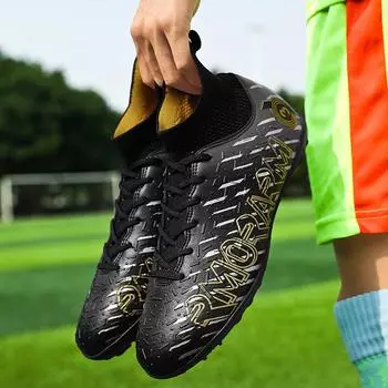 Весенние молодежные футбольные бутсы мужские Broken Nails TF студенческие молодежные кроссовки Campus High Top Training Shoes Большие размеры 31-48 Обувь 31