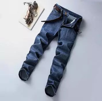 Весенние мужские эластичные деловые джинсы больших размеров, узкие прямые повседневные брюки 40 чёрный