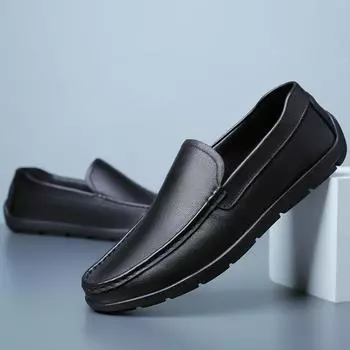 Весенние мужские белые мокасины из натуральной кожи - мягкие, дышащие, повседневные туфли 44 белый