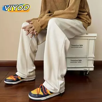 Весенние мужские бежевые оверсайз 5XL Y2K длинные мешковатые широкие брюки мужские спортивные штаны в стиле хип-хоп спортивные брюки для бега спортивный костюм M чёрный