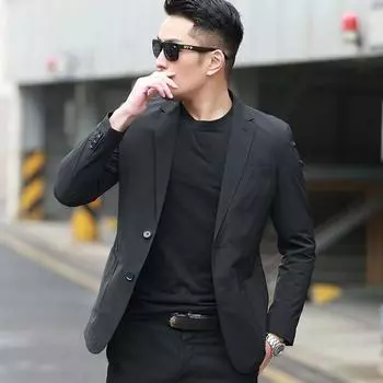 Весенние мужские деловые повседневные легкие блейзеры модная британская куртка XXXXL чёрный