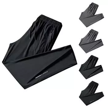 Весенние мужские длинные брюки прямого покроя, свободные спортивные штаны, универсальные повседневные брюки L чёрный