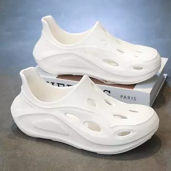 Весенние мужские дышащие и удобные однотонные модные повседневные универсальные мужские туфли с отверстиями 36-37