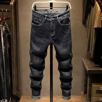 Весенние мужские джинсы, модные корейские эластичные повседневные брюки, облегающие универсальные брюки для мужчин 28