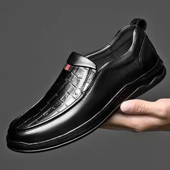 Весенние мужские лоферы из натуральной кожи, классические коричневые, черные туфли без шнуровки, повседневная мужская обувь на плоской подошве высокого качества 38 красно-коричневый