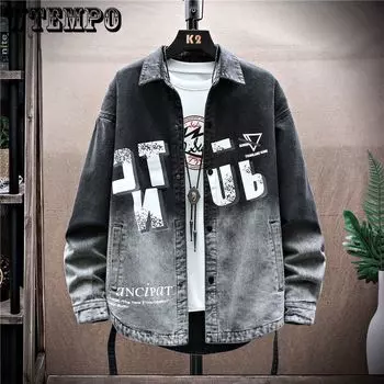 Весенние мужские однотонные джинсовые куртки с лацканами, модные джинсовые куртки, свободные повседневные черные синие пальто M