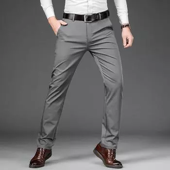 Весенние мужские повседневные брюки, универсальные деловые брюки со средней посадкой, эластичные и не узкие мужские брюки. 28
