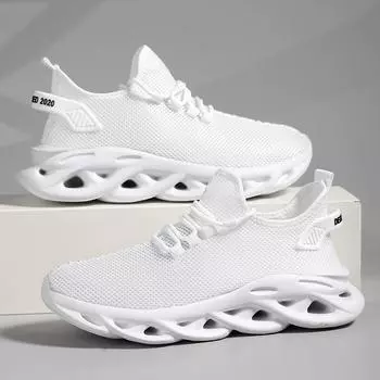 Весенние мужские повседневные спортивные туфли, дышащие, легкие кроссовки, сетчатые, черные, кроссовки для бега, спортивная обувь для ходьбы 48 белый