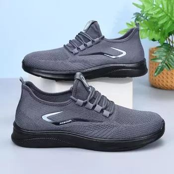 Весенние мужские повседневные туфли дышащие сетчатые кроссовки легкие 39 чёрный