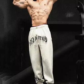 Весенние мужские спортивные штаны Европа США Длинные спортивные брюки для отдыха фитнеса тренировочные брюки для мужчин в спортзале XXL белый