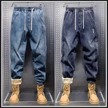 Весенние мужские свободные повседневные джинсы большого размера XXXXL чёрный