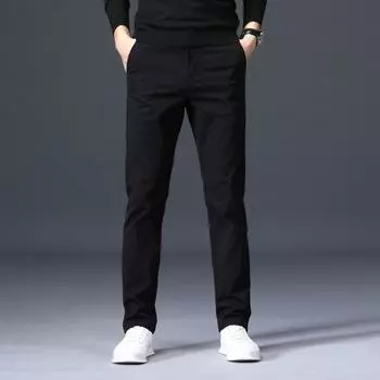 Весенние мужские свободные прямые деловые повседневные брюки 38 чёрный