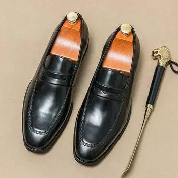 Весенние мужские туфли из натуральной кожи с низким верхом, большого размера, с цветовой блокировкой, ленивые туфли-однопедальки, модные повседневные лоферы 38