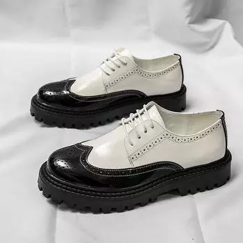 Весенние мужские туфли класса люкс от бренда Brogue. Повседневная обувь на толстой подошве. Туфли-оксфорды в британском стиле. Туфли на шнуровке. Высококачественные мокасины. 38