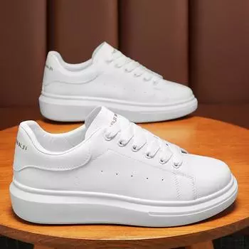 Весенние мужские туфли, новые дышащие маленькие белые туфли, мужская корейская версия, универсальная спортивная обувь на платформе, повседневная обувь для сноуборда, модная обувь для папы 39