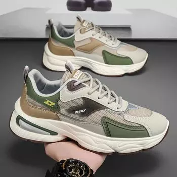 Весенние мужские туфли, новые дышащие сетчатые молодежные спортивные туфли, корейская версия, модная универсальная платформа, повседневная модная обувь для пап 39