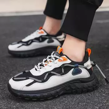 Весенние мужские туфли Pops, модные, удобные, простые, на толстой подошве, кроссовки, трендовая сетчатая студенческая повседневная обувь 39 белый