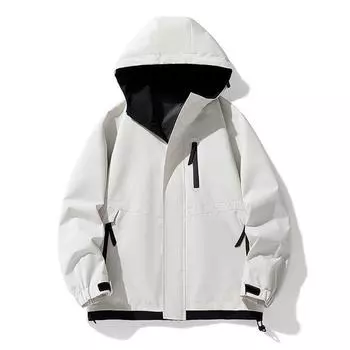 Весенние мужские ветрозащитные водонепроницаемые куртки для отдыха на открытом воздухе свободная повседневная верхняя одежда для пар мужская куртка с капюшоном на молнии в японском стиле L армия зеленый