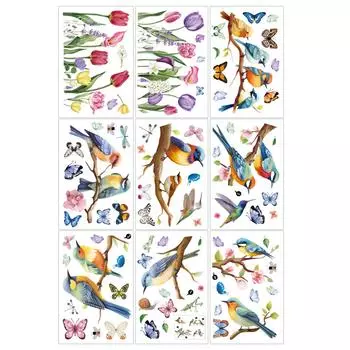 Весенние наклейки на окна Весенние цветы Птицы Двусторонние наклейки на окна для весенней школы Аксессуары для дома и офиса