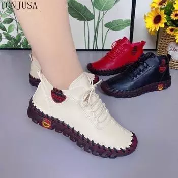 Весенние нескользящие износостойкие легкие спортивные женские кожаные туфли-лоферы 35 белый