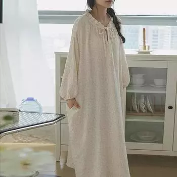 Весенние ночные платья Johnature с двойным цветочным принтом, мягкие удобные платья с длинными рукавами, домашняя одежда для женщин