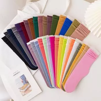 Весенние носки из гусиного пуха Ice Socks женские чулки японские женские носки однотонные средние чулки Ice Socks Jk Stacking Socks naked socks (without card) чёрный