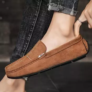 Весенние новейшие мужские бархатные кожаные туфли ручной работы. Высококачественные дизайнерские лоферы на мягкой подошве. Удобная посадка. Роскошные повседневные туфли для вождения. 44