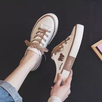 Весенние новинки Bear Low-Top Canvas Shoes для женщин, студентов, универсальные повседневные кроссовки для сноуборда, модные спортивные кроссовки 35