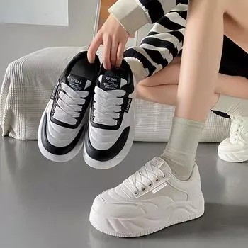 Весенние новинки для студентов Модные универсальные туфли на платформе Повседневная обувь на весну и осень 35 бежевый