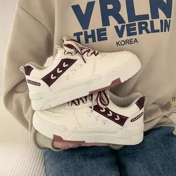 Весенние новинки, модные и универсальные повседневные туфли на платформе, студенческие спортивные туфли белого цвета 35 серый