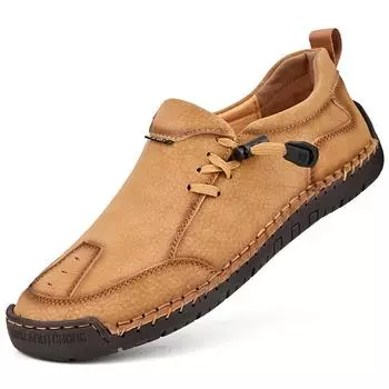 Весенние новинки Мужские мокасины ручной работы Повседневная мужская обувь Мокасины без застежек Обувь для мужчин Кроссовки на плоской подошве 38 коричневый