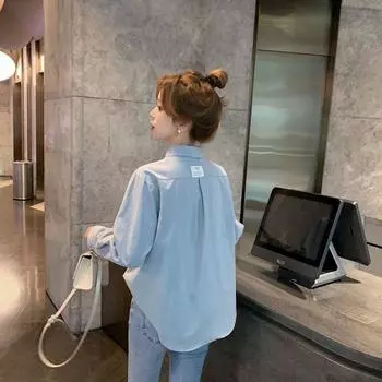 Весенние новинки женских рубашек Женские нишевые рубашки высокого класса Средние и длинные белые шикарные топы в тренде S 42.5 kg to 50 kg