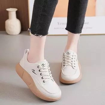 Весенние новые базовые маленькие белые туфли для студентов, повседневные туфли для сноуборда, универсальные женские туфли для уличной стрельбы, толстая подошва 35