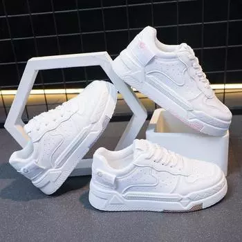 Весенние новые белые туфли женские дышащие туфли на толстой платформе для студентов в модном корейском стиле с повседневным эффектом 35