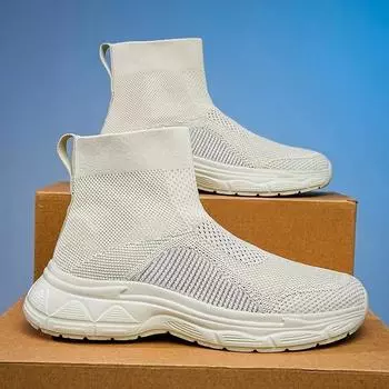 Весенние новые большие размеры для пар из сетчатой ткани, дышащие повседневные спортивные носки, модная универсальная легкая прочная мужская обувь для отдыха на открытом воздухе 36 бежевый