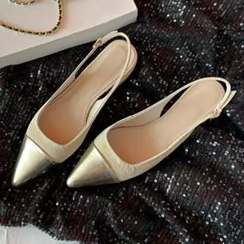 Весенние новые босоножки Baotou для женщин, модные, с острым носком, с мягкими нескользящими подошвами и низким каблуком 35