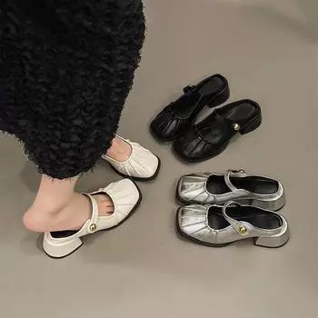 Весенние новые брендовые женские тапочки, модные плиссированные туфли с круглым носком, слипоны, туфли-мюли с круглым носком, сандалии для улицы 35