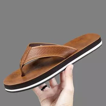 Весенние новые дышащие шлепанцы модные повседневные кожаные шлепанцы мужские туфли для путешествий по пляжу и заболачивания 39