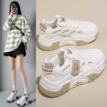 Весенние новые износостойкие кроссовки с толстой подошвой, универсальная повседневная женская обувь