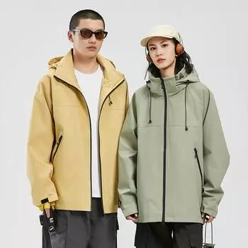 Весенние новые куртки в парном стиле, модные брендовые свободные ветрозащитные куртки с капюшоном для мужчин и женщин в горном стиле S