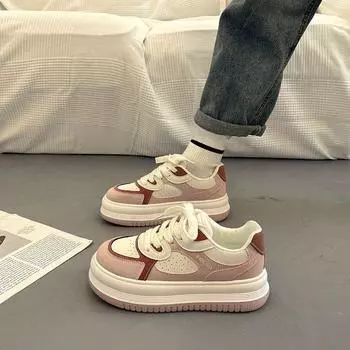 Весенние новые маленькие белые туфли, детская спортивная обувь высокой стоимости, повседневная обувь на платформе Muffin, легкая обувь для сёрфинга Campus 35 розовый