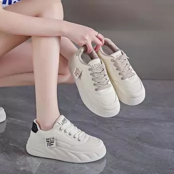 Весенние новые маленькие белые туфли для студентов Ins Tide универсальные повседневные туфли на платформе Tide 35 чёрный