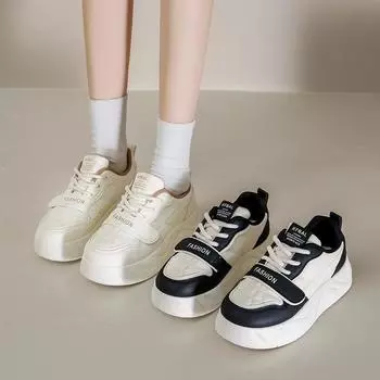 Весенние новые маленькие белые туфли женские Ins студенческие на платформе липучки женские повседневные туфли-буфы женские 35