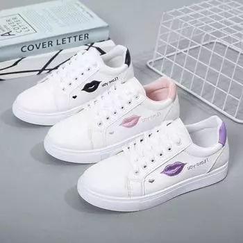 Весенние новые модные белые туфли студентки на шнуровке с круглым носком, одинаковые по цвету, повседневные спортивные туфли для скейтбординга, оптовая продажа 35