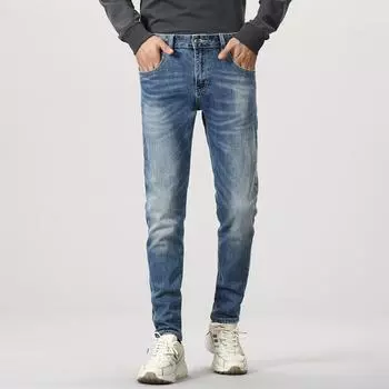 Весенние новые модные джинсы со средней посадкой, мужские узкие эластичные брюки 28