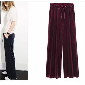 Весенние новые модные прямые брюки женские женские на шнурке 5XL 6xl бархатные широкие брюки с эластичной резинкой на талии повседневные брюки M темно-синий