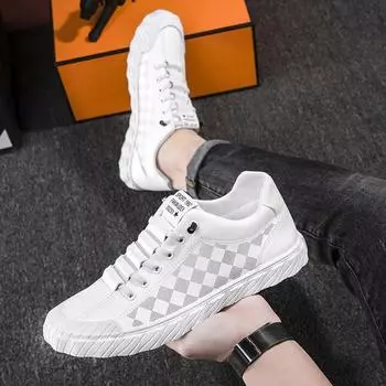 Весенние новые мужские кожаные туфли на плоской подошве, деловые повседневные туфли Doudou, корейская версия, модные мужские туфли для скейтбординга 39 белый