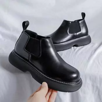 Весенние новые мужские низкие ботинки Martin в британском стиле, мужские кожаные туфли на платформе, увеличивающие высоту голенища 86297-R 40 чёрный