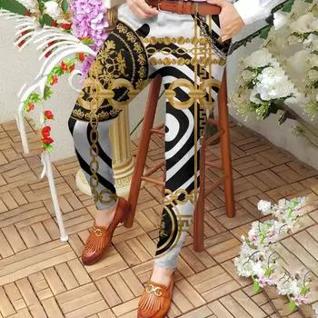 Весенние новые мужские повседневные брюки-карандаш со средней талией с цифровой печатью, облегающие прямые брюки для мужчин S