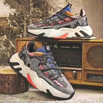 Весенние новые мужские туфли 2025 года с кожаными вставками того же цвета, что и высококачественные ретро-спортивные туфли 39 чёрный